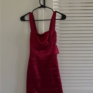 Lucy in the Sky Red Sheath Cowl Neck Dress